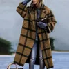 Mélanges de laine pour femmes Europe et Amérique hiver femmes mélange manteau de laine rue dame Long Cardigan manteaux mode imprimé fleuri poche à manches longues veste 231023
