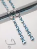 Dangle Earrings ZYH Solid 18K Gold Nature 6.2ct Blue Aquamarine Gemstones Diamonds Drop For Women Fine Presents