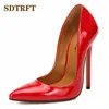 Dress Shoes SDTRFT Shallow Mouth Stilettos RED Patent Leather Woman Pointed Toe 15cm Thin High Heels Wedding Pumps Crossdresser Mujer