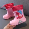 Boots Children's Rain Baby Dinosaur Nonslip Waterproof Girls Söta enkla regniga dagsvattenskor för pojkar Fyra säsonger 231024