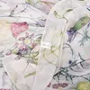 Sarongs Byssifa White 100% Silk Scarf Cape Fashion Floral Design Long Scarves Women Summer Utralong Beach Shawl Winter Scarves180x110cm 231023