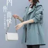 Womens Trench Coats Spring and Autumn Midlength Coat Hooded Zipper Tiein Jackets British Style Loose Clothing 231023