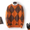 Camisolas masculinas 23 outono/inverno em torno do pescoço pulôver camisola de lã malha xadrez xadrez quente manga longa casual