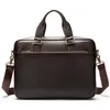 Briefcases High Quality Cowhide Men Women Bag Business Real Leather Shoulder Messenger Office Handbag 15.6 Inch Laptop Bags