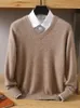Herrtröjor Mvlyflet Men's 100% Mink Cashmere Sweater V-Neck Pullovers Knit stor storlek Vinter toppar långärmad high-end hoppare 231023