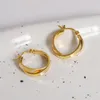 Hoop Earrings 2023 18kGold Smooth Drop For Lady Chunky Hollow Geometric Jewelry Modern Thick Hoops Light Weight HYACINTH
