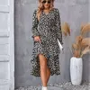 Printed Autumn Winter Longsleeved Feminine Dress Womens Designer Clothing Dresses