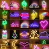 Outros suprimentos de festa de evento Acrílico USB LED Neon Night Light Colorf Sign Wall Pendurado Lâmpada para Home Holiday Decoração de Casamento Xmas Dhz9G