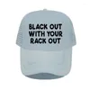 Ball Caps Black Out With Your Rack Vintage Trucker Cap Hat Funny Sexy Letters Printed Snapback Mesh Bend Visor Baseball Hats YP045