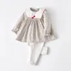 ملابس ملابس الأطفال الرضيع طفل الأطفال المولود الفتيات الخريف فستان طويل الأكمام 95 ٪ طماق 2pcs/مجموعة 0-4T