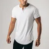 Camiseta masculina 897504629 treinamento masculino fitness verão esportes lazer cor sólida botão colarinho manga curta camiseta casual masculino