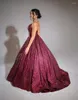 Party Dresses Burgundy Evening 2023 Ball Gown Sparkly Bling V Neck Spaghetti Strap Glitters Corset Back Formal Prom Gowns Custom