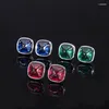 Stud Earrings Classic 10 10mm Lab Created Sugar Tower Emerald Ruby Sapphire For Women 925 Sterling Silver Luxury Gift Girlfriend