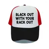 Boll Caps Black Out With Your Rack Vintage Trucker Cap Hat Roliga Sexiga bokstäver Tryckt Snapback Mesh Bend Visor Baseball Hats YP045