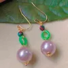 Dangle Earrings Pink Shell Pearl Malachite Jadeite 18k Gold Ear Hook Easter Beautiful Party FOOL'S DAY Year Stud Christmas