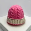 Berets outono e inverno mulheres homens trançados lã balde chapéus algodão confortável versátil moda quente sem fazer bloco de cor