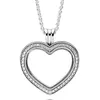 Pendants Original Sparkling Heart & Key Mouse Round Floating Lockets Necklace For 925 Sterling Silver Bead Charm DIY Jewelry