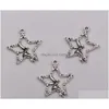 Charms 150 pcs Antiqued Sier Alloy Single-Sided Design Star Charm Pendants 25 x 29,5 mm Diy sieraden Sieraden Sieraden Bevindingen Compo DHA78