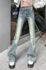 Women's Jeans Flare Women Slim Washed Japanese Style Retro Vintage Denim Harajuku Sweet Summer High Waist Full Length Leisure Chic