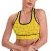 Yoga roupa amarelo banana esporte sutiã fruta impressão u pescoço fitness suporte raceback colheita sutiãs praia respirável topo para mulher