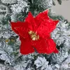 Çok renkli Noel çiçek ekleme şubesi çiçek Noel ağacı dekorasyon aksesuarları kadife Noel çiçek süslemeleri