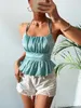 Camisoles Tanks Mode Plissee Leibchen Sommer Sexy Flare Saum Tank Tops Weste Ärmellose Clubwear S-XL 231023