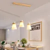 Pendant Lamps Japanese Style Log Chandelier Restaurant Three Head Solid Wood Lights Nordic Minimalist Bedroom Bedside Small