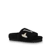 Peluche Slipper designer Slide femme Lettre luxe fourrure fourrure Paseo Flat Comfort sandale Mule Teddy Shearling homme chaussure été diapositives plates