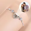 Bracelet de Projection po personnalisé en gelée, bijoux avec zircone cubique en forme de cœur, couleur or rose argenté, personnalisé 231023