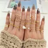 Anneaux de cluster Punk Ring Set 19pcs pour femmes Vintage réglable filles perle serpent 2023 bijoux de mode à la mode