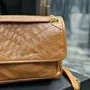 Women Designer Bag Soft Cloud Bag Vintage Leather Chain Bag Quilt Overstitching Crossbody Shoulder Bag Purse Top Mirror Quality Back Slot Pocket Magnetic Snap Tab