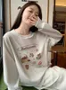 Women's Hoodies Korean Autumn Sweet Strawberry Letter Print Round Neck Casual Loose Pink Apricot Long-sleeved Sweater