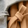 Mélange de laine pour femmes hiver col en V double face manteau court en laine taille à lacets dames cachemire mélangé Cardigan vêtements d'extérieur amples hauts 231023