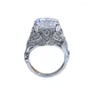 Küme Yüzükleri Springlady Vintage 12mm Lab Diamond Ring 925 STERLING Silver Party Wunnand Kadınlar Vaat Eden Nişan Takı