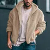 Herrenmantel Herbst und Winter Warme Herrenjacke Doppelseitige Herrenjacke aus Samt mit Kapuze und Reißverschluss Herrenjacke