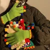 Mignons petits gants à cinq doigts tricotés en laine sans doigts Jelly Bean pour les femmes en hiver avec écran tactile pour le cyclisme, épaissis pour que les couples restent au chaud