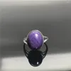 Bagues de cluster 15mm Naturel Violet Charoite Bague Bijoux Pour Femmes Hommes Amour Chance Cadeau Cristal Pierre Argent Perles Pierres Précieuses Réglable