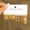 6 Paare/satz Gold Farbe Vintage Kreis Creolen für Frauen Mädchen Einfache Mode Geometrische Tropfen Ohrring Set Neue Trendy Schmuck party Großhandel YME142
