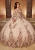 Amazing Ball Gown Tiered Quinceanera Dresses Sequined Appliqued Prom Gowns Long Sleeves Sweetheart Neckline Tulle Sweet 15 Corset Masquerade Dress 326 326