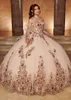 Geweldige baljurk Gelaagde Quinceanera Jurken Lovertjes Geappliceerd Galajurken Lange mouwen Sweetheart Tule Sweet 15 Korset Maskeradejurk 326 326