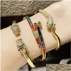 Bangle Vintage Snake Armband For Women Zirconia Rostfritt stål Animal Justerbara armband smycken present Bijoux Femme 230215 Drop de Dhogc