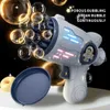 Andere Spielzeuge Bubble Gun Spielzeug Elektrische automatische Seifenrakete Boom Bubbles Makers für tragbare Outdoor-Kindergeschenke LED-Licht Hochzeitsfeier ToyL231024