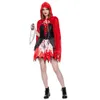 cosplay Women Little Riding Hood Kostium Halloween Bloody Mary Cosplay Seksowna spódnica z czerwonym płaszczem karnawałowym