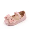 Babyschoenen Zacht Peuter Geboren Baby Meisjes Antislipzool PU Lederen Kledingschoenen Strik Prinses 0-18M Roze Wit