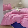 Yatak Setleri Pembe Serisi Ins Nevresim Kapak Seti Yastık Kılıfı Yatak Tabağı Düz ​​Renk Yorgan Kapakları Çocuk Çocuk Teen Girl Linens Set King Queen 231023