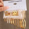 6 Paare/satz Gold Farbe Vintage Kreis Creolen für Frauen Mädchen Einfache Mode Geometrische Tropfen Ohrring Set Neue Trendy Schmuck party Großhandel YME142