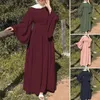 Vêtements ethniques Femme Dubaï Turquie Islam Robe longue Printemps O-Cou Casual Femmes élégantes Musulman Abaya Kaftans Maroc Robe Femme Robes