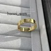 Bagues en or Love V de 3.6mm, anneau étroit ne se décolore jamais, sans diamants, reproductions officielles de marque avec compteur