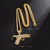 Pendentif Colliers Glacé Cubique Zircone Pistolet Collier Bling Mode Bijoux Exquis Personnalité Hip Hop Machine Gun Pour Hommes