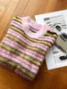Women's Sweaters 2023 Womens Fashion Long Sleeve Sexy Casual Contrasting Striped Mohair Sweater 0808